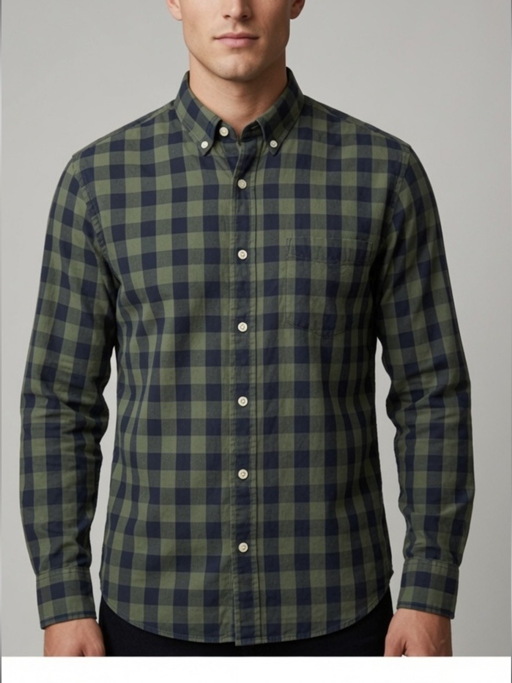 J. Crew Olive Navy Plaid Button Down Shirt Cotton Casual Classic L